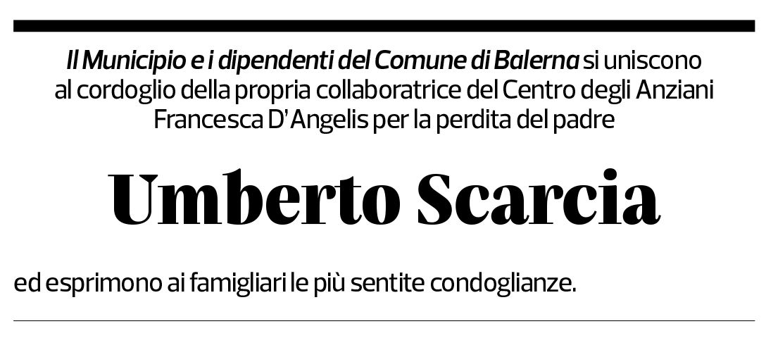 Annuncio funebre Umberto Scarcia