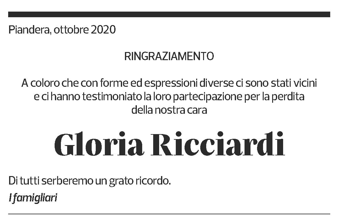 Annuncio funebre Gloria Ricciardi
