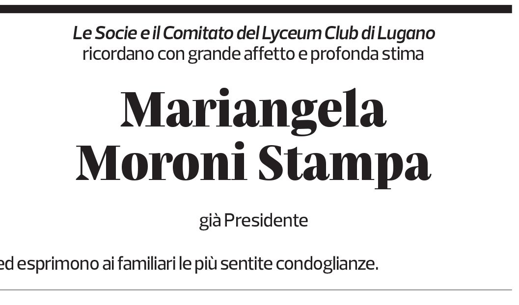 Annuncio funebre Mariangela Moroni Stampa