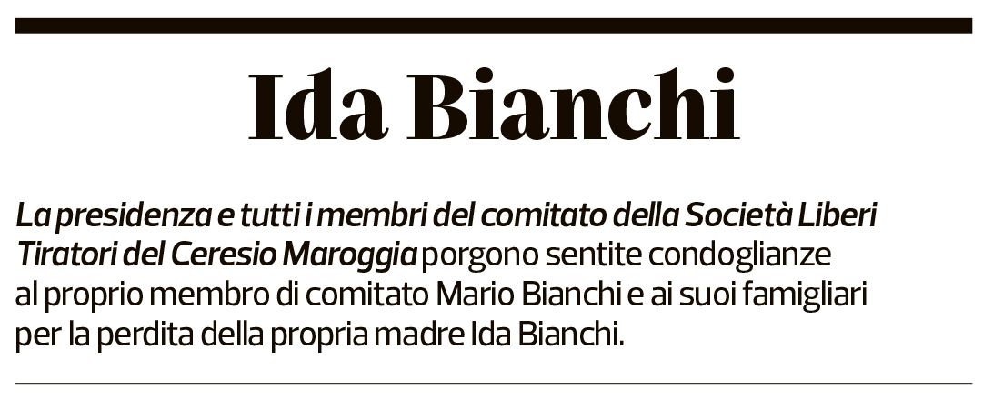 Annuncio funebre Ida Bianchi