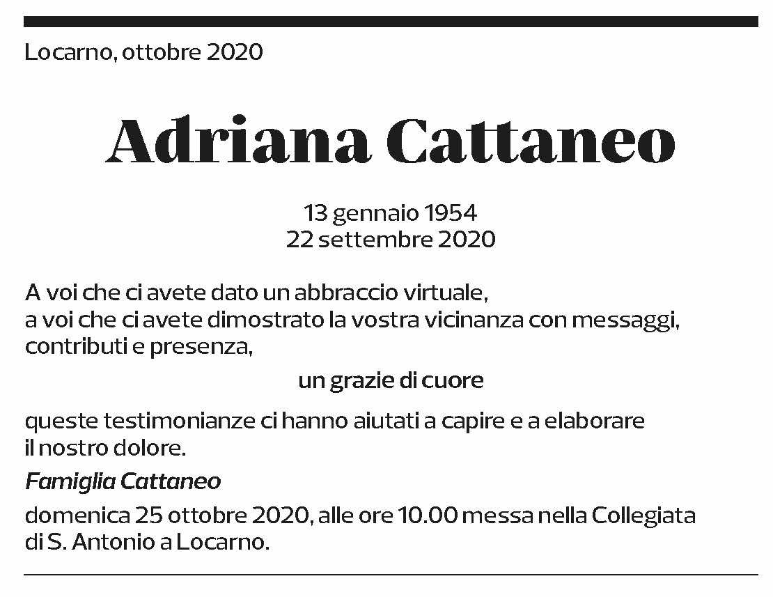 Annuncio funebre Adriana Cattaneo