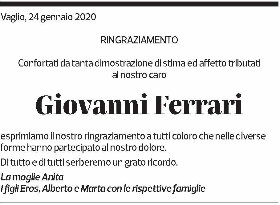 Annuncio funebre Giovanni Ferrari
