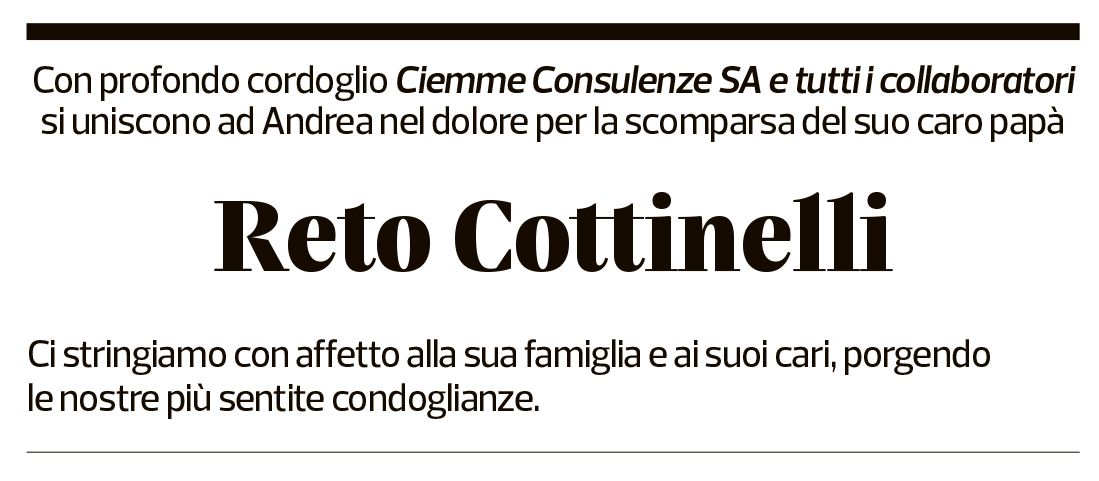 Annuncio funebre Reto Cottinelli