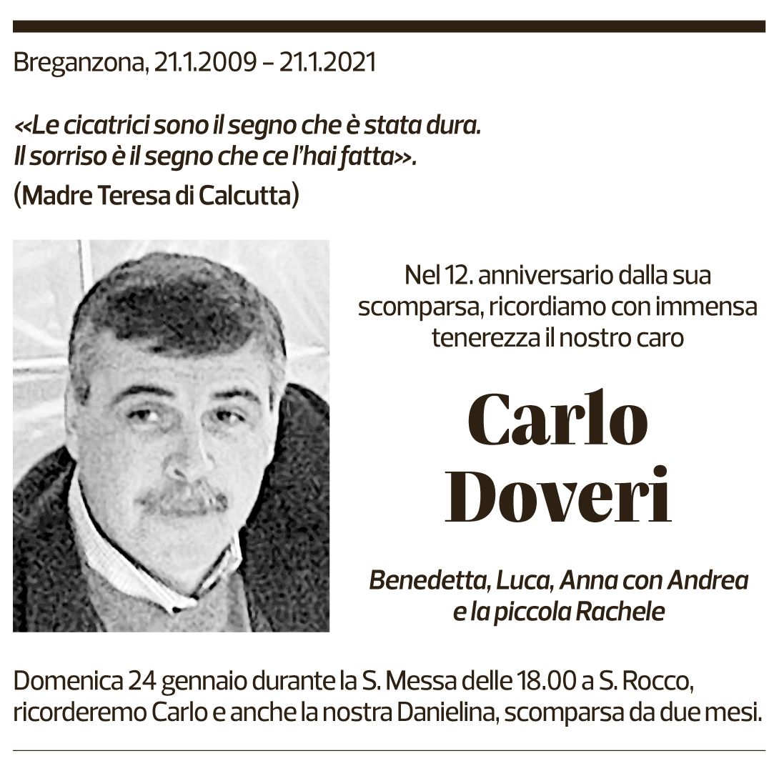 Annuncio funebre Carlo Doveri