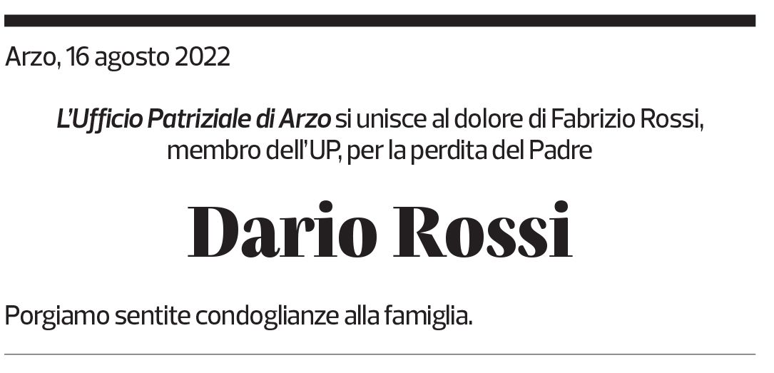 Annuncio funebre Dario Rossi