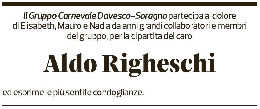 Annuncio funebre Aldo Righeschi