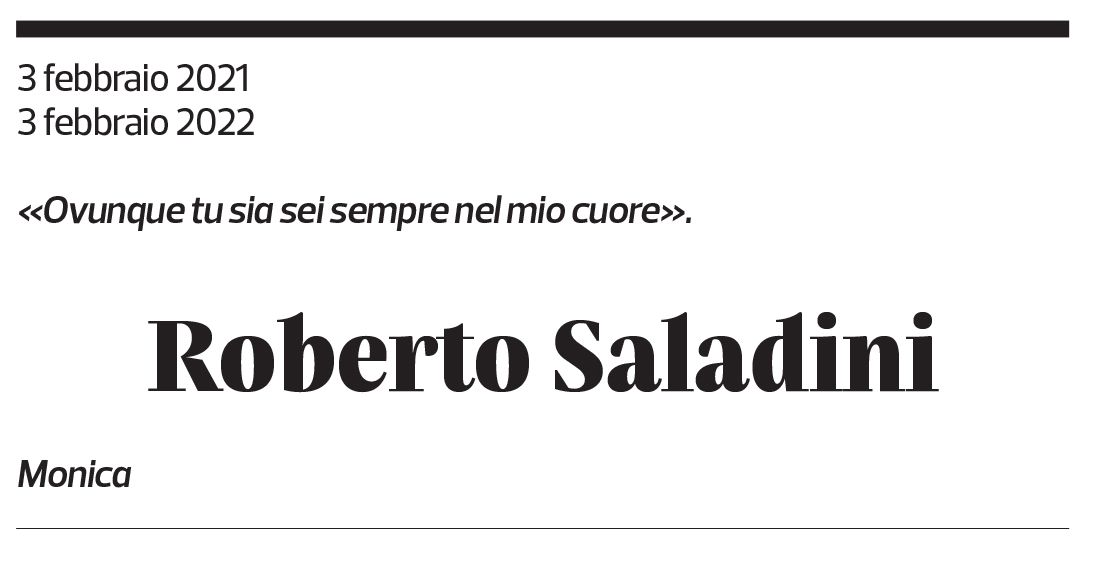 Annuncio funebre Roberto Saladini