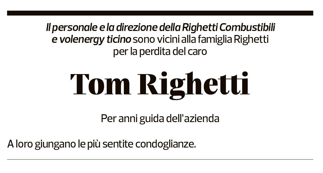 Annuncio funebre Tomaso Righetti