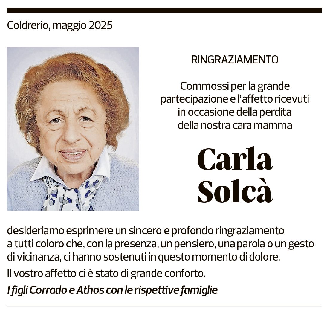 Annuncio funebre Carla Solcà