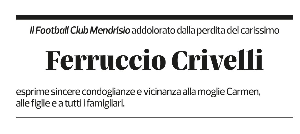 Annuncio funebre Ferruccio Crivelli