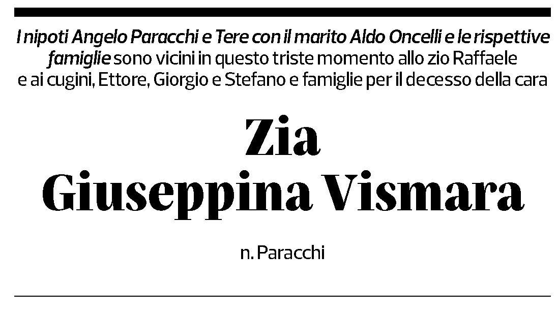 Annuncio funebre Giuseppina Vismara