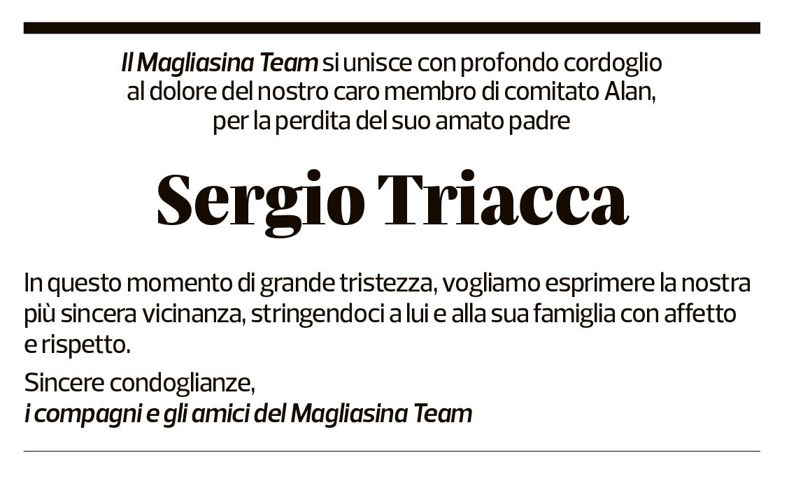 Annuncio funebre Sergio Triacca