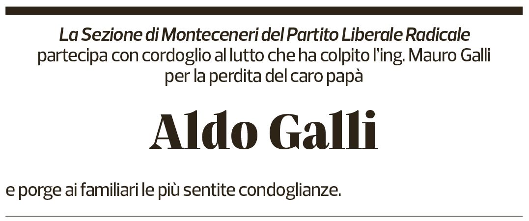 Annuncio funebre Aldo Galli