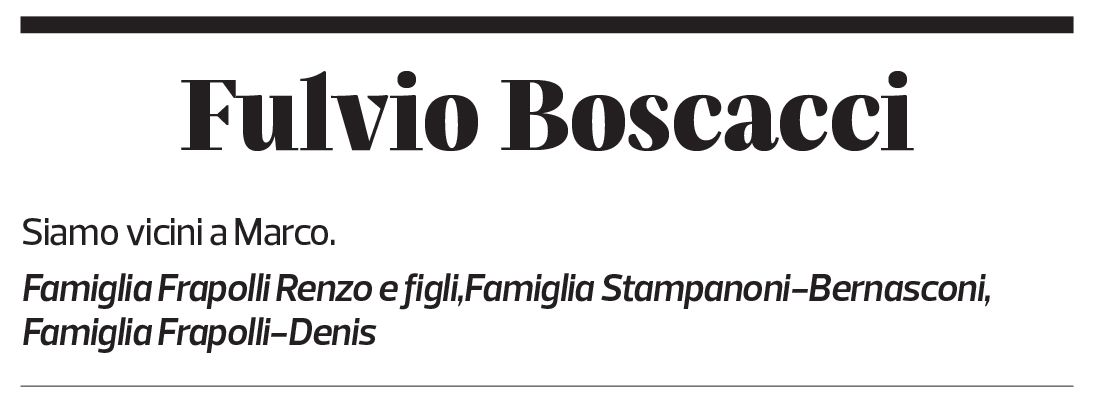 Annuncio funebre Fulvio Boscacci