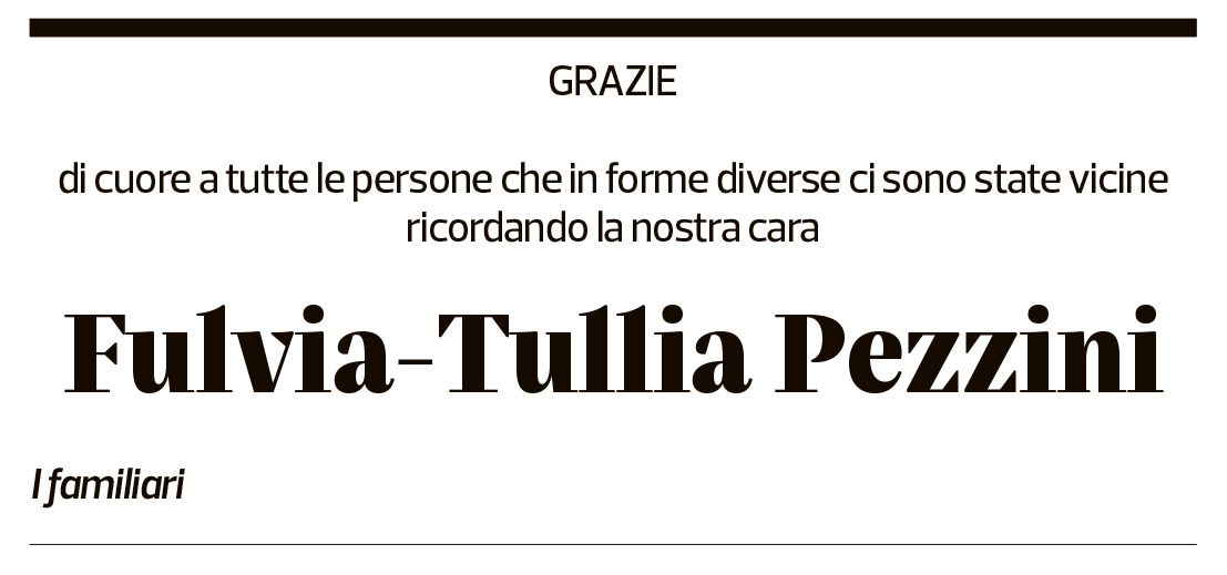 Annuncio funebre Fulvia-tullia Pezzini