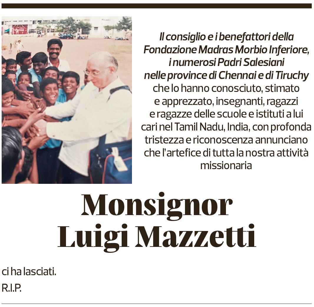 Annuncio funebre Luigi Mazzetti