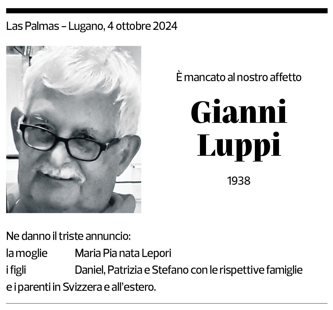 Annuncio funebre Gianni Luppi