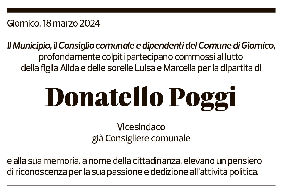 Annuncio funebre Donatello Poggi