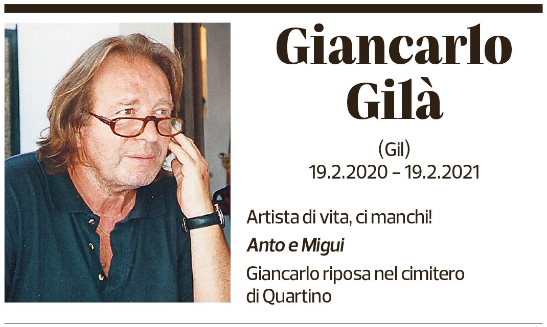 Annuncio funebre Giancarlo Gilà