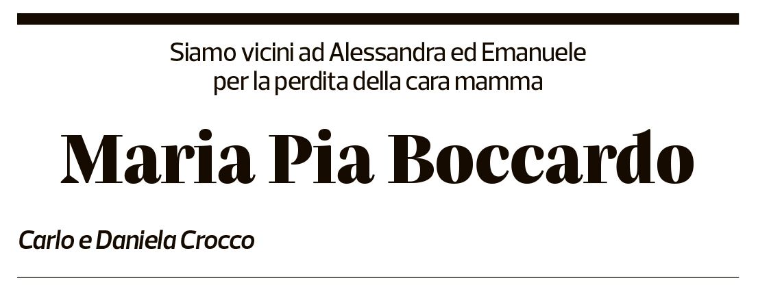 Annuncio funebre Maria Pia Boccardo