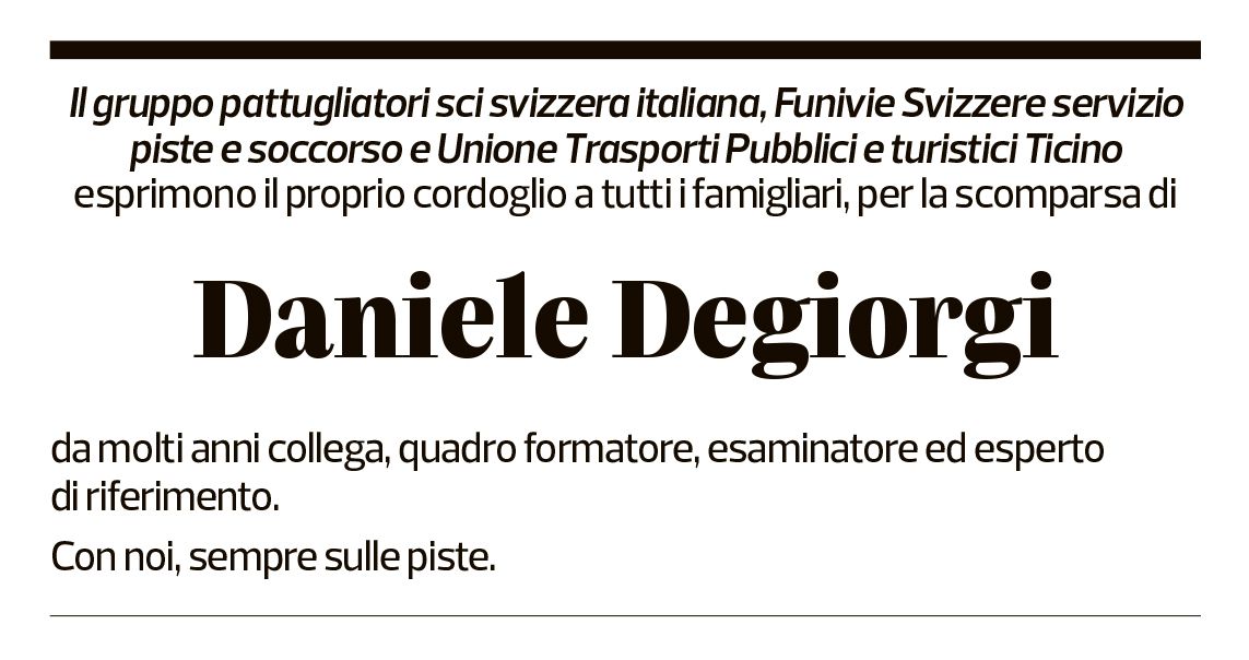 Annuncio funebre Daniele Degiorgi