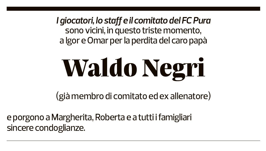 Annuncio funebre Waldo Negri