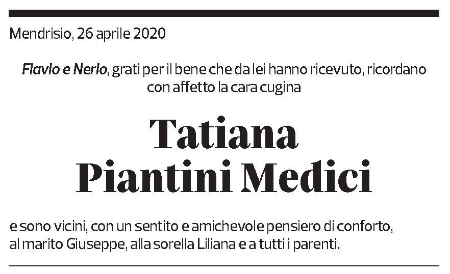 Annuncio funebre Tatiana Piantini Medici