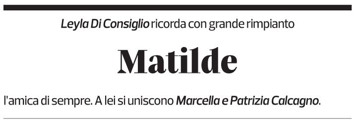 Annuncio funebre Matilde Bonetti Soldati