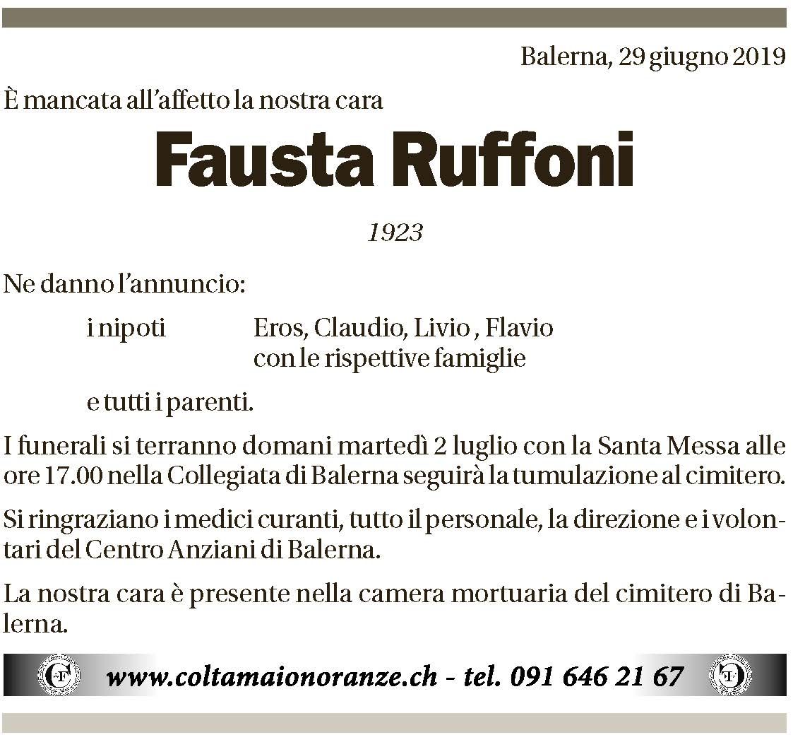 Annuncio funebre Fausta Ruffoni