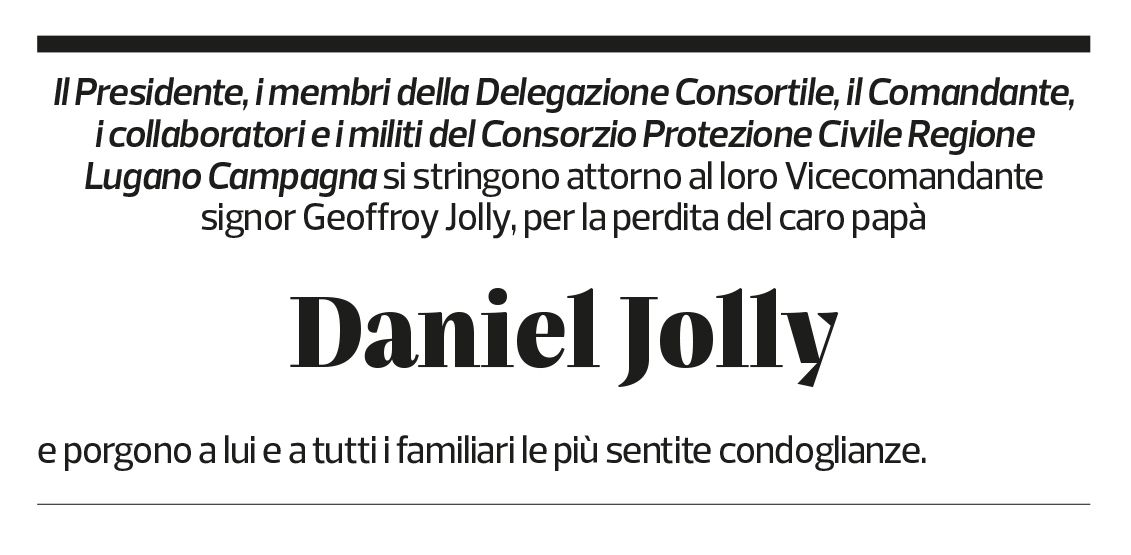 Annuncio funebre Daniel Jolly
