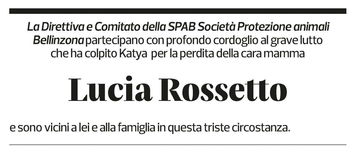 Annuncio funebre Lucia Rossetto