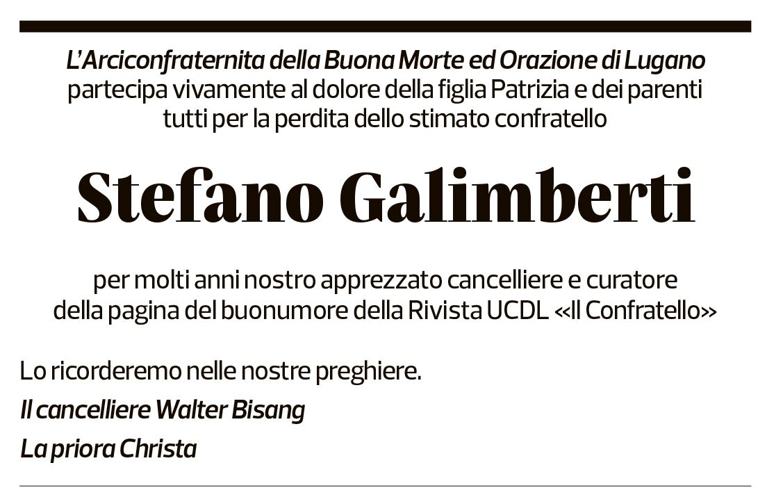 Annuncio funebre Stefano Galimberti