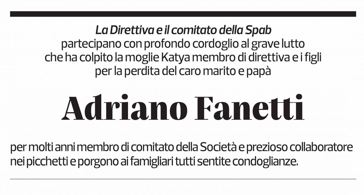 Annuncio funebre Adriano Fanetti