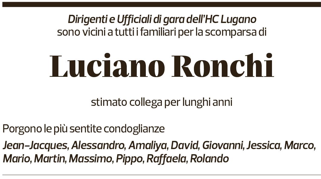 Annuncio funebre Luciano Ronchi