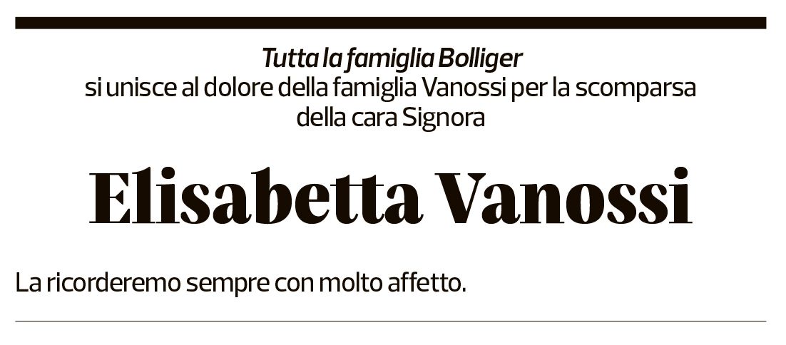 Annuncio funebre Elisabeth Vanossi