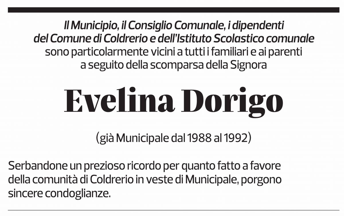 Annuncio funebre Evelina Dorigo
