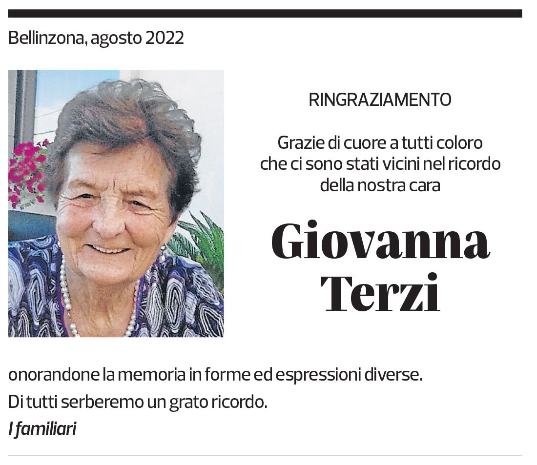 Annuncio funebre Giovanna Terzi