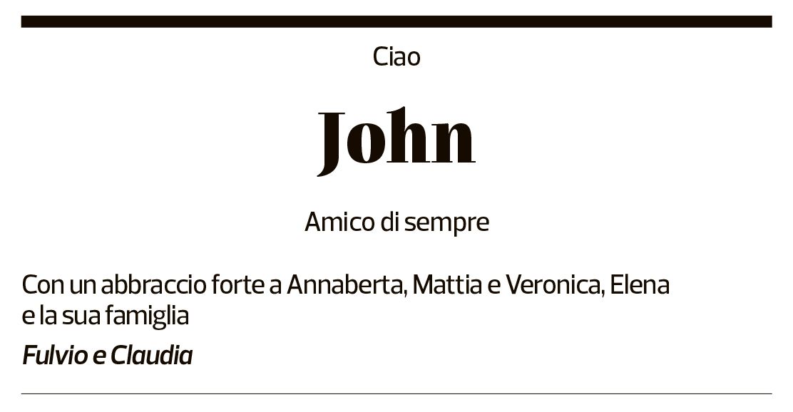 Annuncio funebre John Noseda