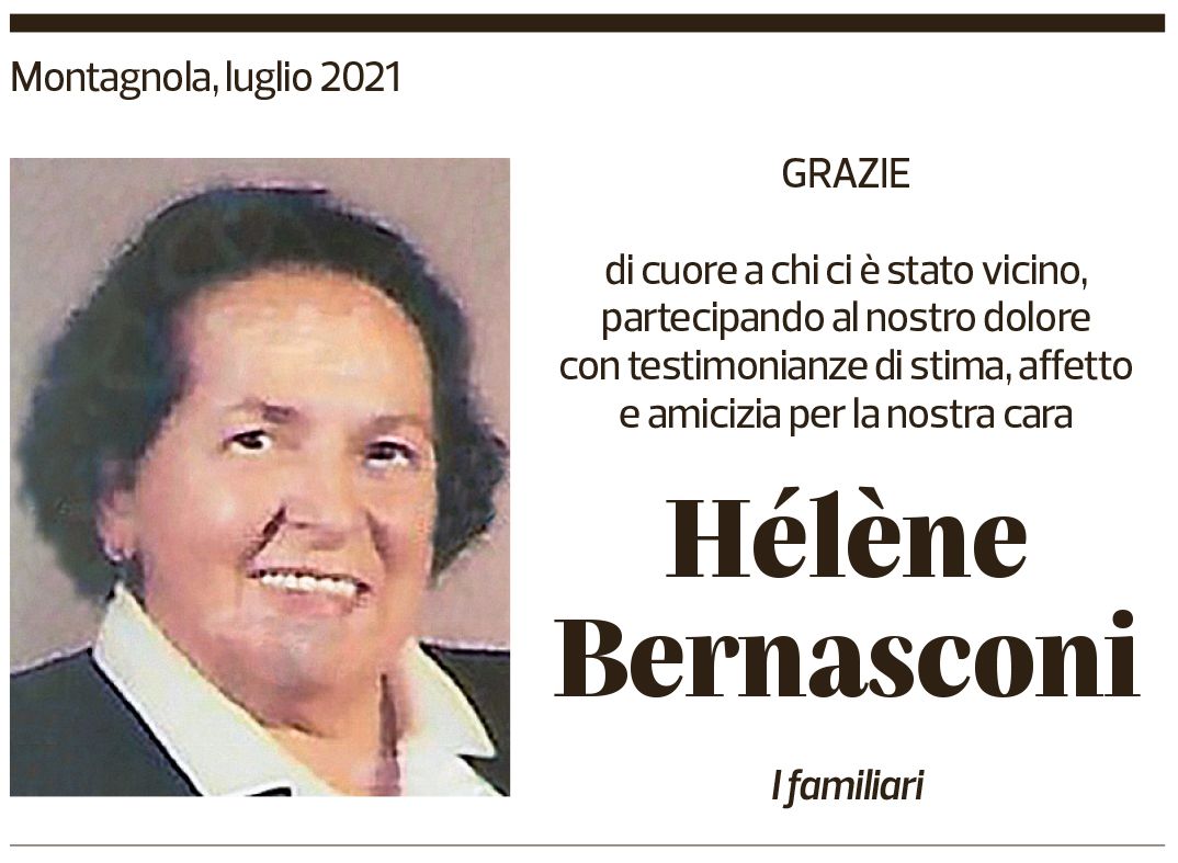 Annuncio funebre Hélène Bernasconi