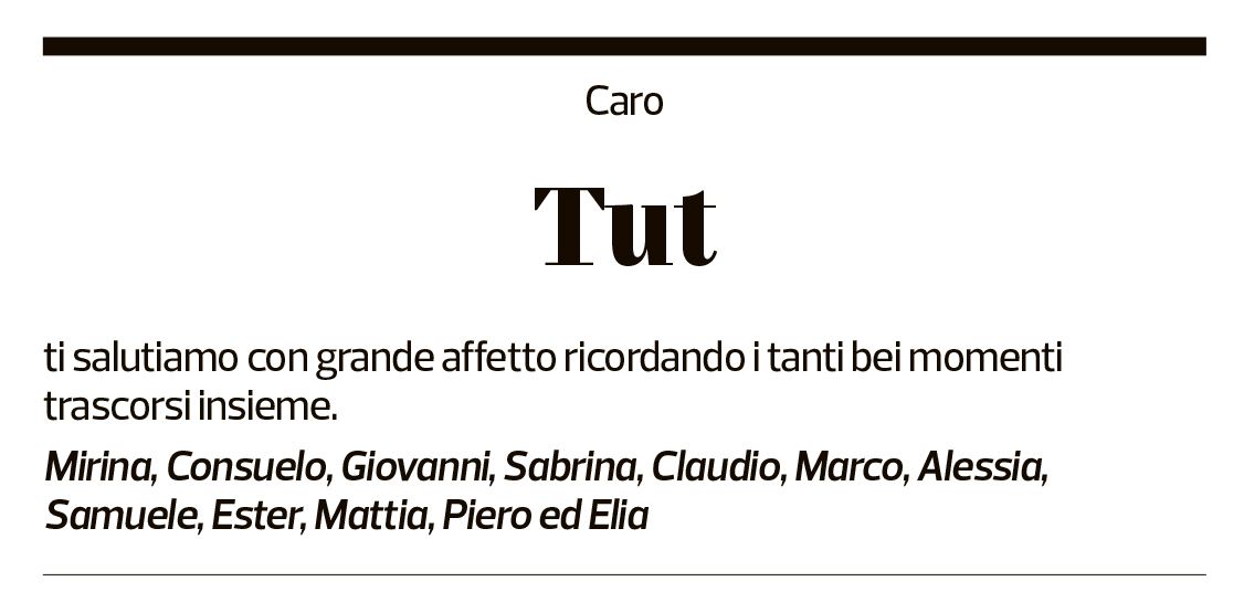 Annuncio funebre Arturo Carenini