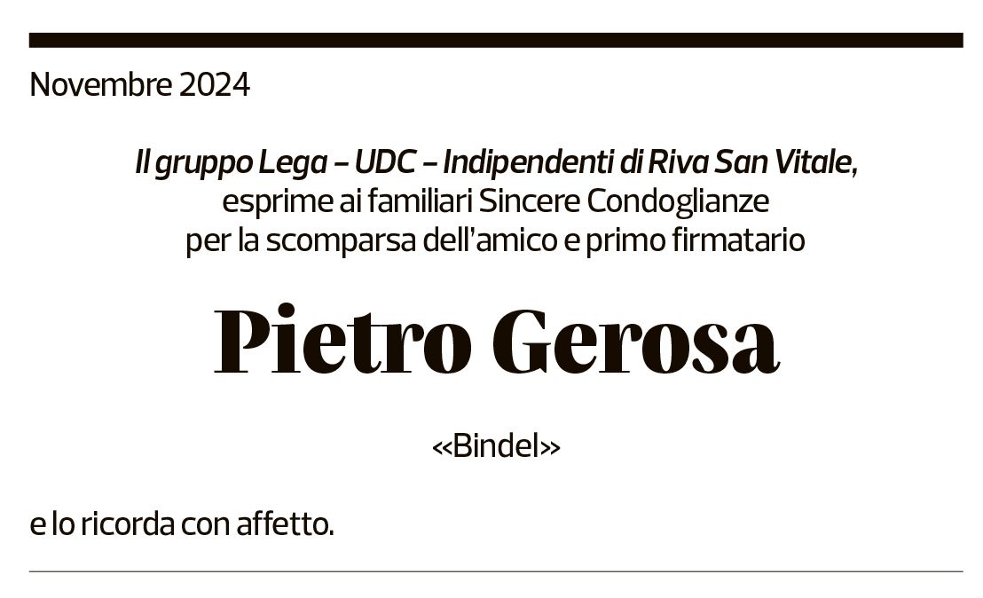 Annuncio funebre Pietro Gerosa