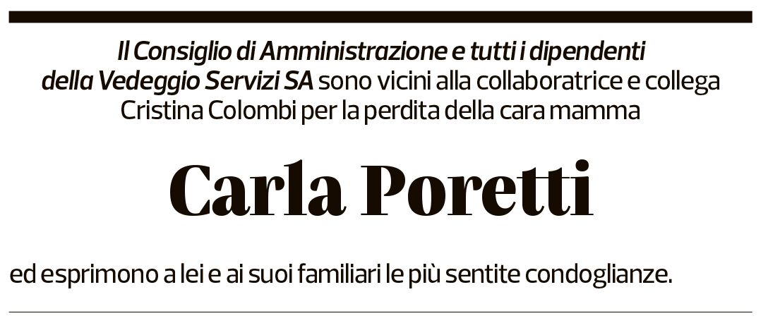 Annuncio funebre Carla Poretti