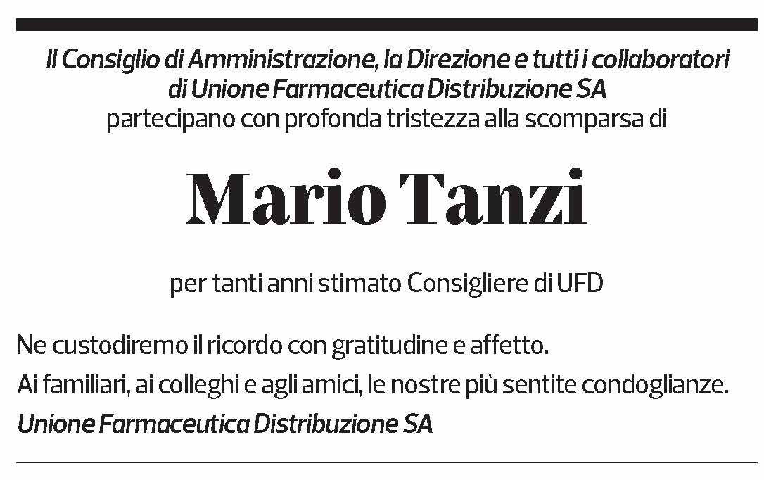 Annuncio funebre Mario Tanzi