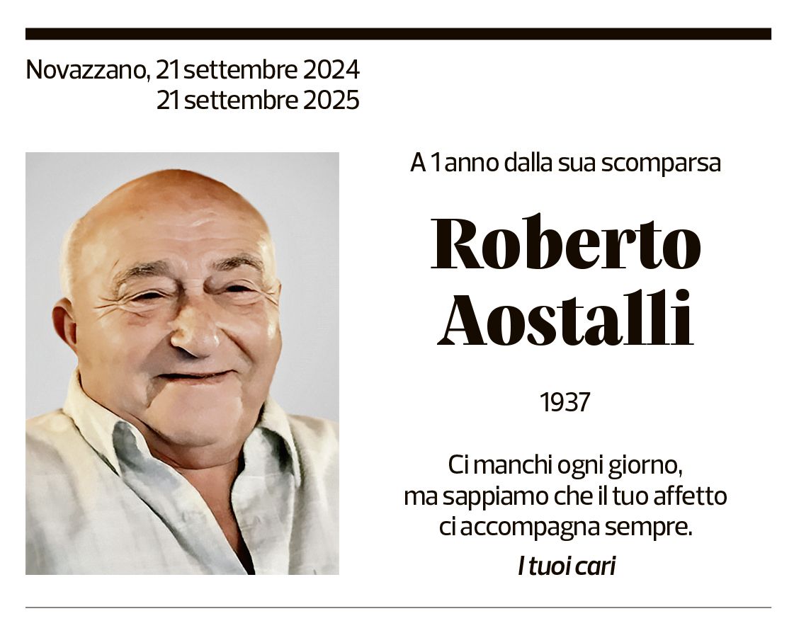Annuncio funebre Roberto Aostalli