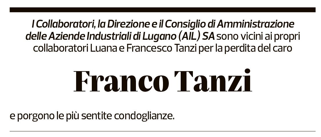 Annuncio funebre Franco Tanzi