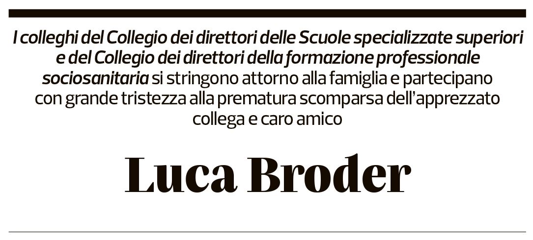 Annuncio funebre Luca Broder