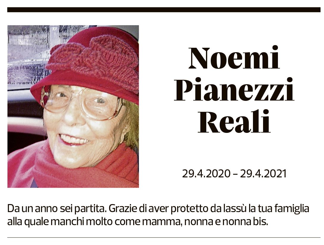 Annuncio funebre Noemi Pianezzi Reali