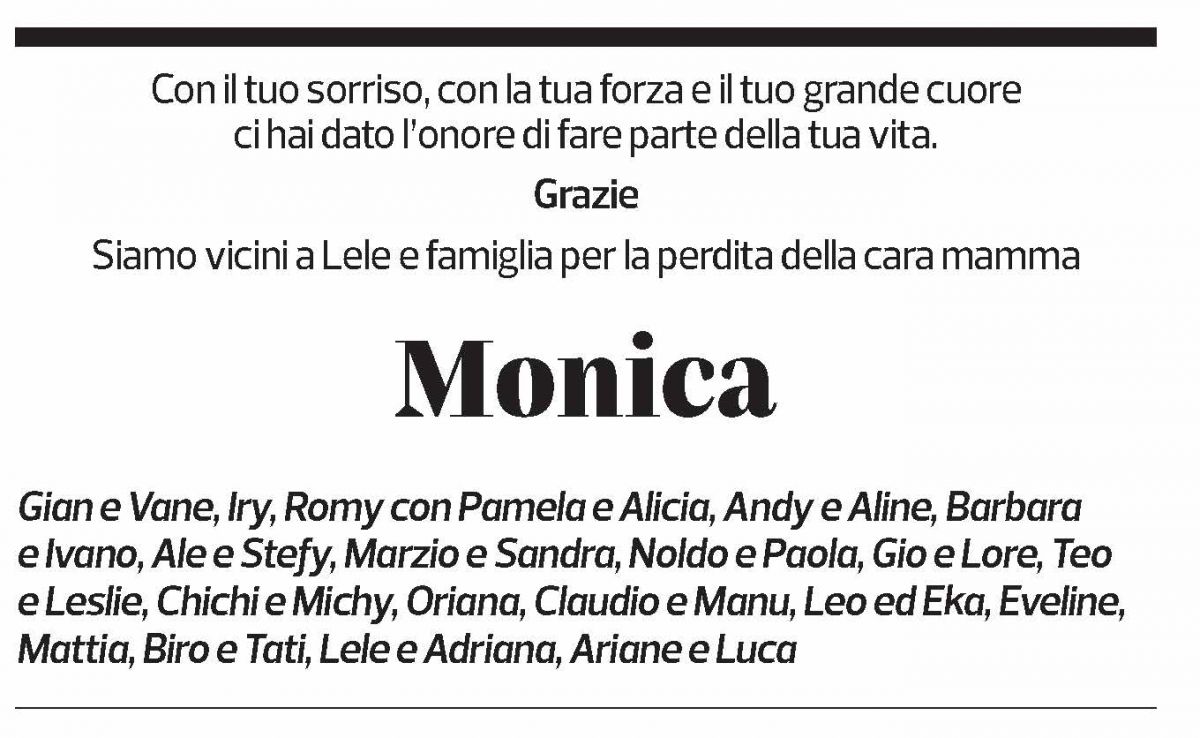 Annuncio funebre Monica Mora