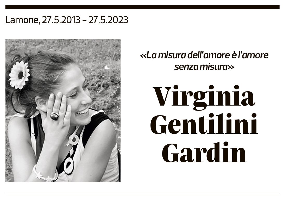 Annuncio funebre Virginia Gentilini Gardin