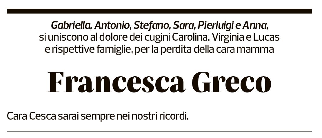 Annuncio funebre Francesca Greco